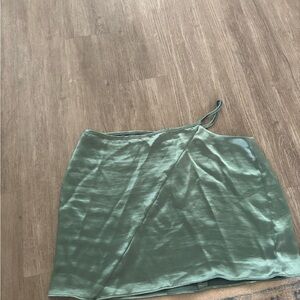 Elegant Green Satin Skirt